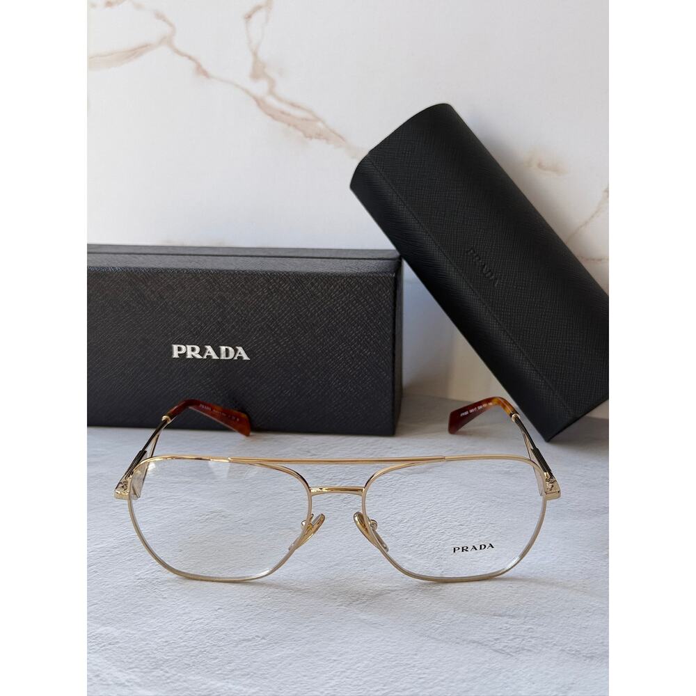 NEW Prada PR B50V Gold Pilot Aviator Eyeglasses Frames - Picture 5 of 7